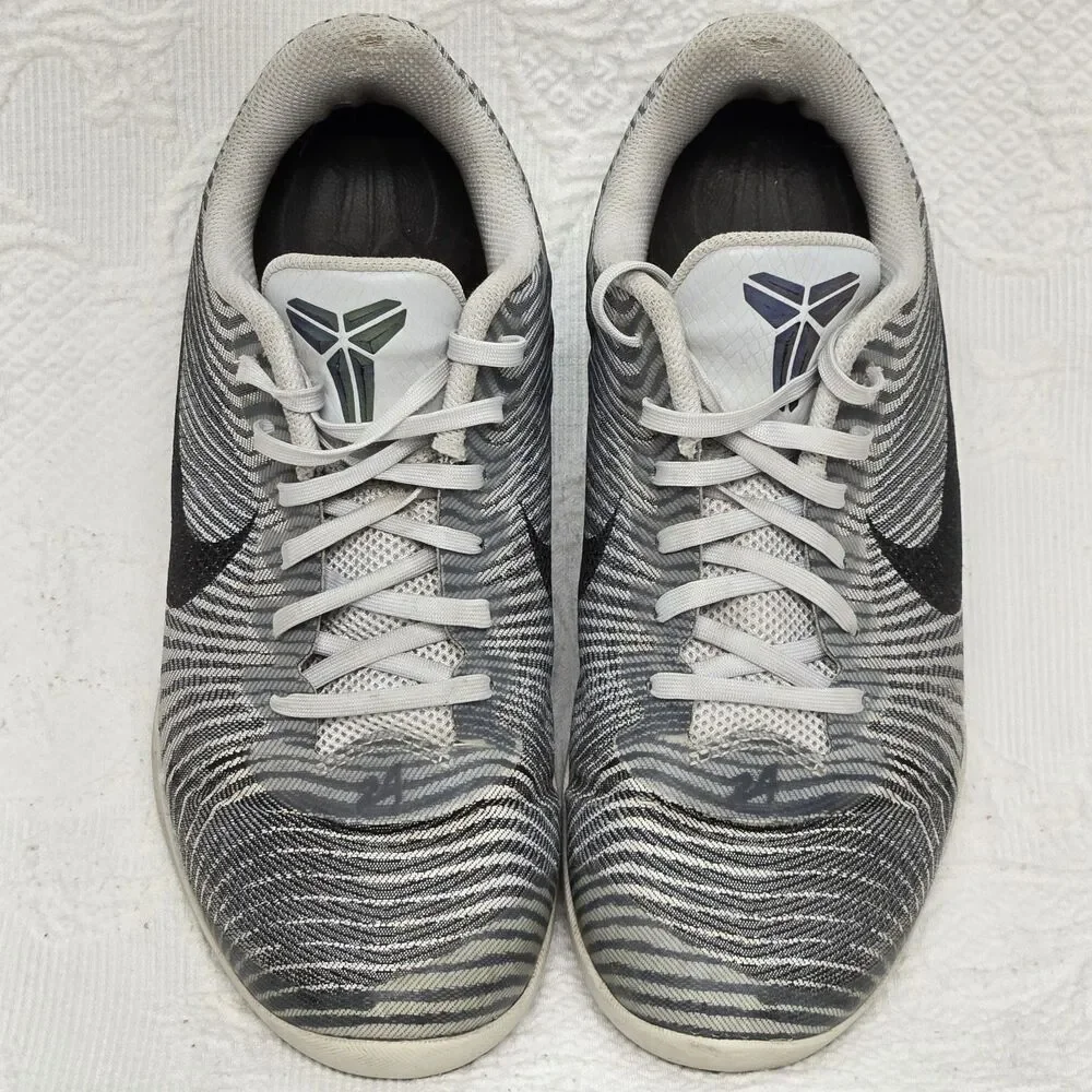 2015 Nike Kobe Mentality 2 Grey Striped Canvas Sneakers Mens 9 Basketball Shoes - Picture 3 of 10